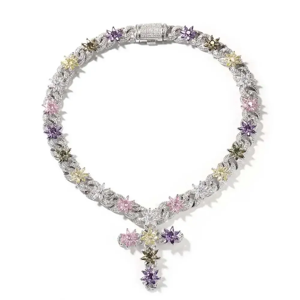 Multi Coloured Cross Necklace 18 Inch 3432